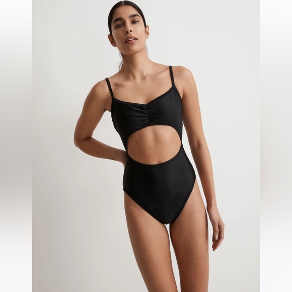 Madewell Cinched Cutout One-Piece Swimsuit, Black Size S - Picture 4 of 12